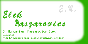 elek maszarovics business card